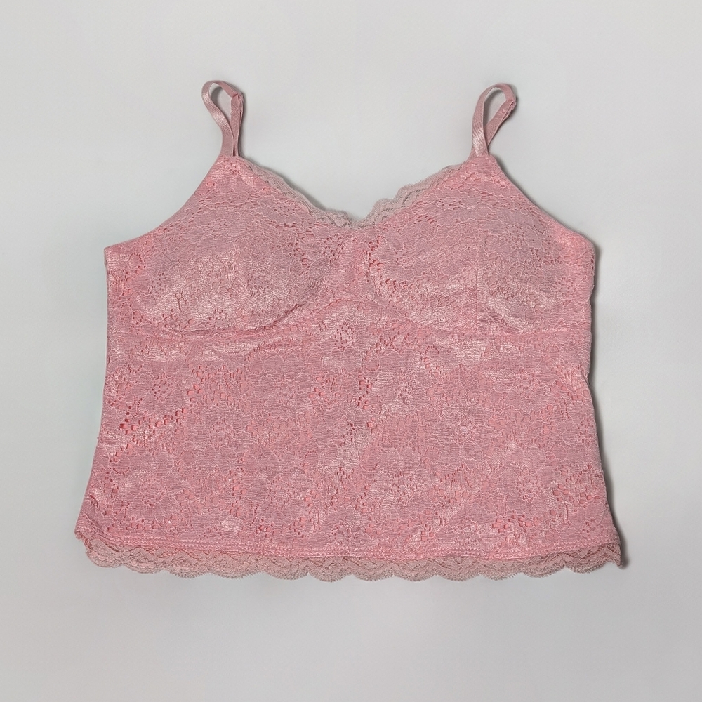NO BO Lace Pink Bralette Lace Cami Crop Top Size M(7-9)